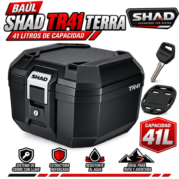 TOP CASE BAULETO POLIMERO SHAD TERRA TR41 41L CON BASE